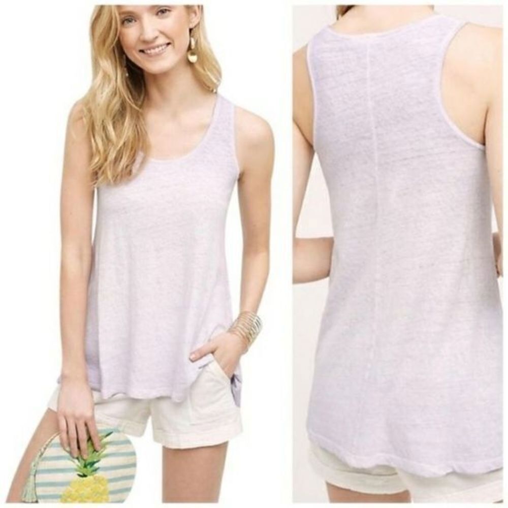 Anthropologie Akemi‎ + Kim Light Purple Linen Savoy Swing Tank